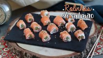 Rolinhos de salmão, queijo de cabra e aspargos