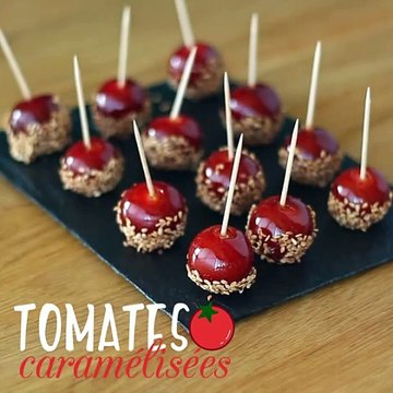 Tomates cerises caramélisées aux graines de sésame ou tomates d'amour