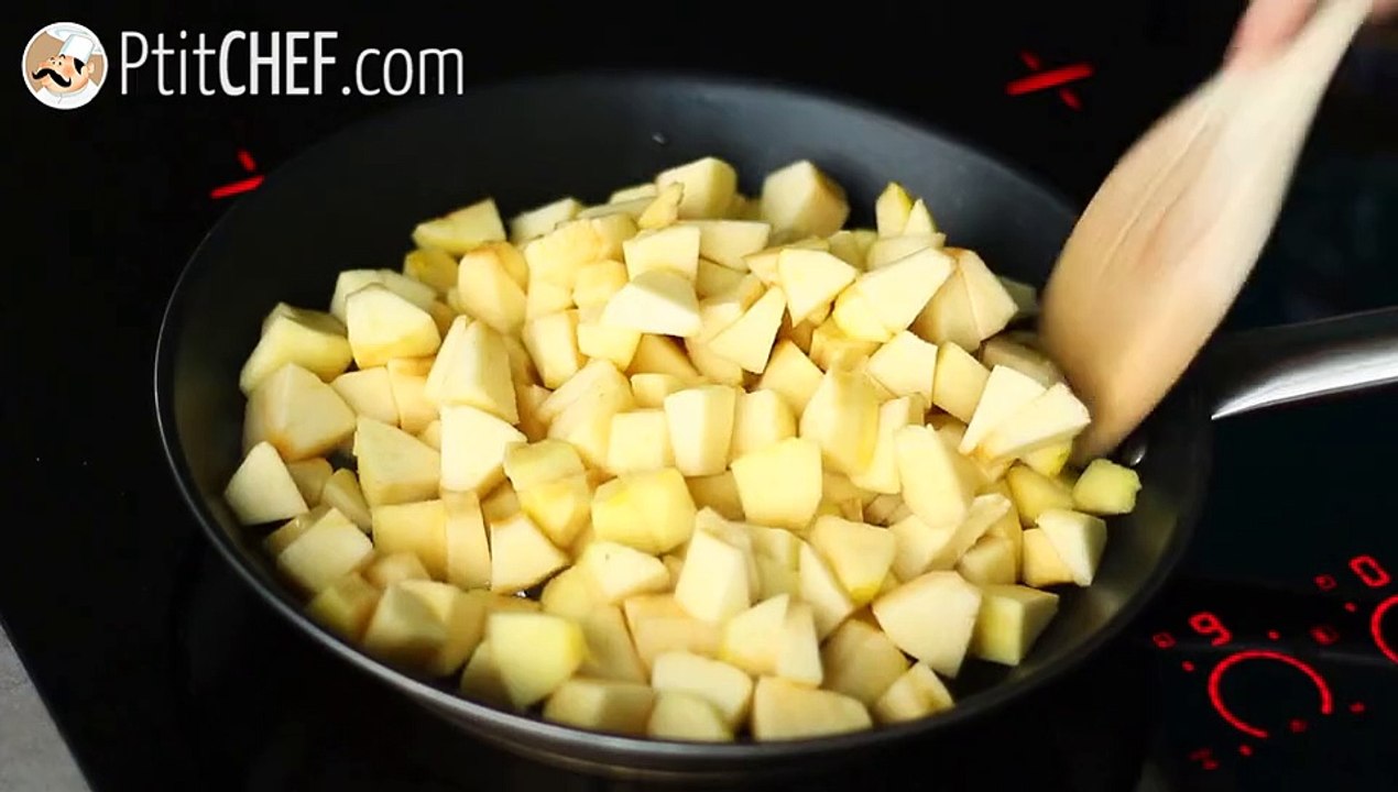 Crêpes-samosas mit äpfeln, karamellisiert