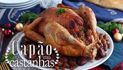 Galo capão recheado com castanhas
