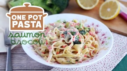 One pot pasta - tagliatelles mit lachs und brokkoli