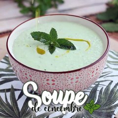 Soupe froide de concombre et menthe