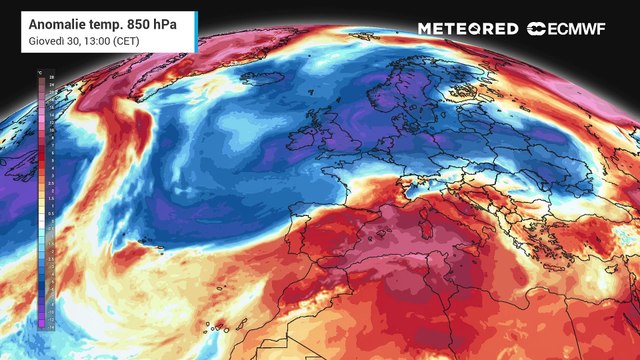 Anomalie termiche attese in Europa