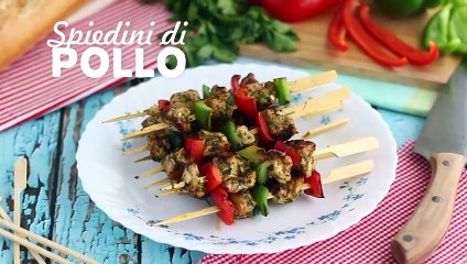 Spiedini di pollo con peperoni