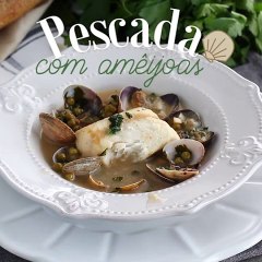 Pescada com amêijoas e ervilhas