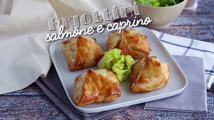 Fagottini con salmone affumicato e formaggio caprino