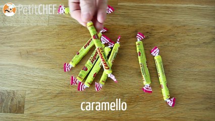 Cioccolata calda su stecco: cioccolato fondente + caramello