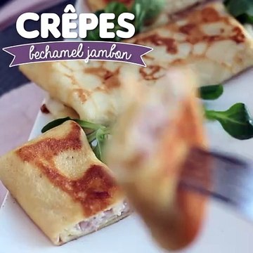Crêpes fourrées à la béchamel, au fromage et au jambon