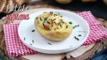 Patate ripiene al forno con pancetta e formaggio