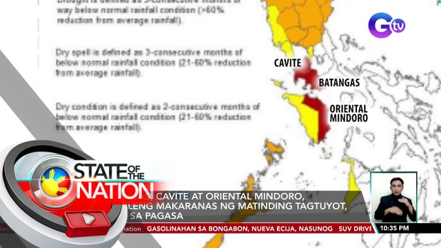 Batangas, Cavite at Oriental Mindoro, posibleng makaranas ng matinding tagtuyot, ayon sa PAGASA | SONA