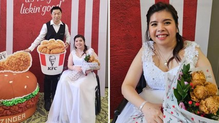 ‘I got married holding a fried chicken bouquet — it was a dream come true’