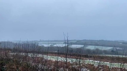 Snow falling between Bittaford and Ivybridge