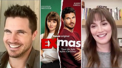 Leighton Meester & Robbie Amell Talk Making Each Other Laugh "Every Day" on 'EXmas' Set | THR News Video