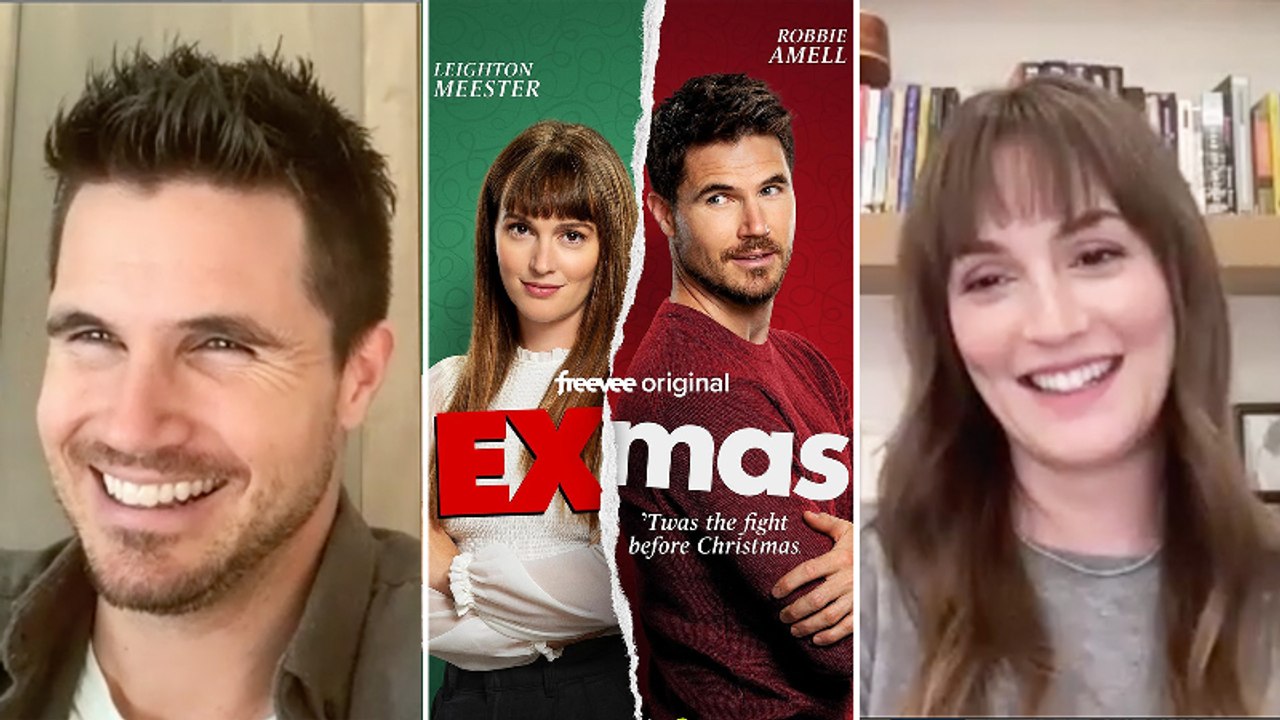 Leighton Meester & Robbie Amell Talk Making Each Other Laugh "Every Day" on 'EXmas' Set | THR News Video