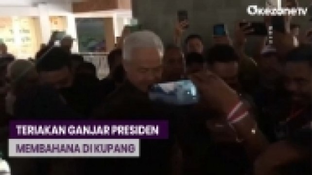 Capres Ganjar Pranowo Tiba di Bandara Kupang, Warga Histeris Teriak Presiden
