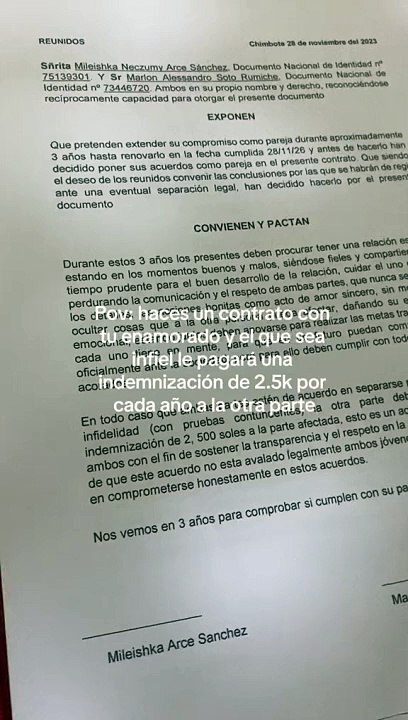 Pareja realiza un contrato donde deben pagar S/...
