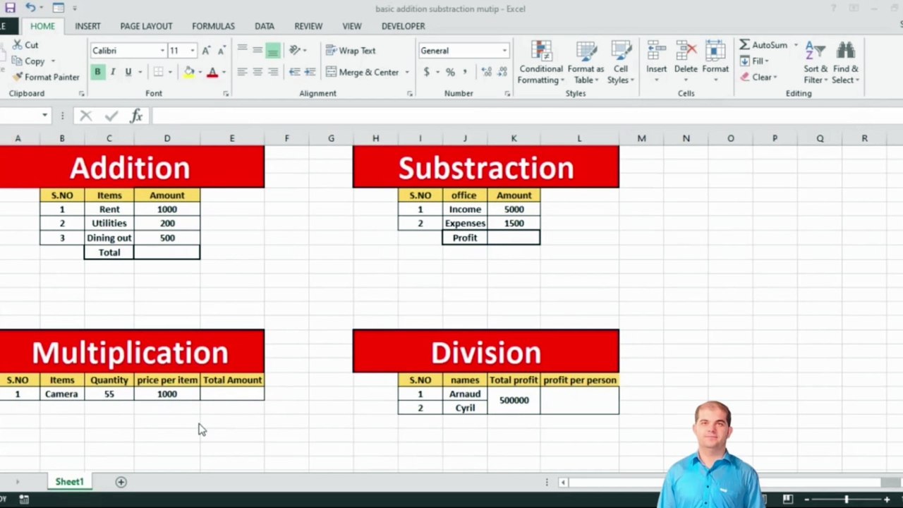 How to perform addition subtraction multiplication and division in