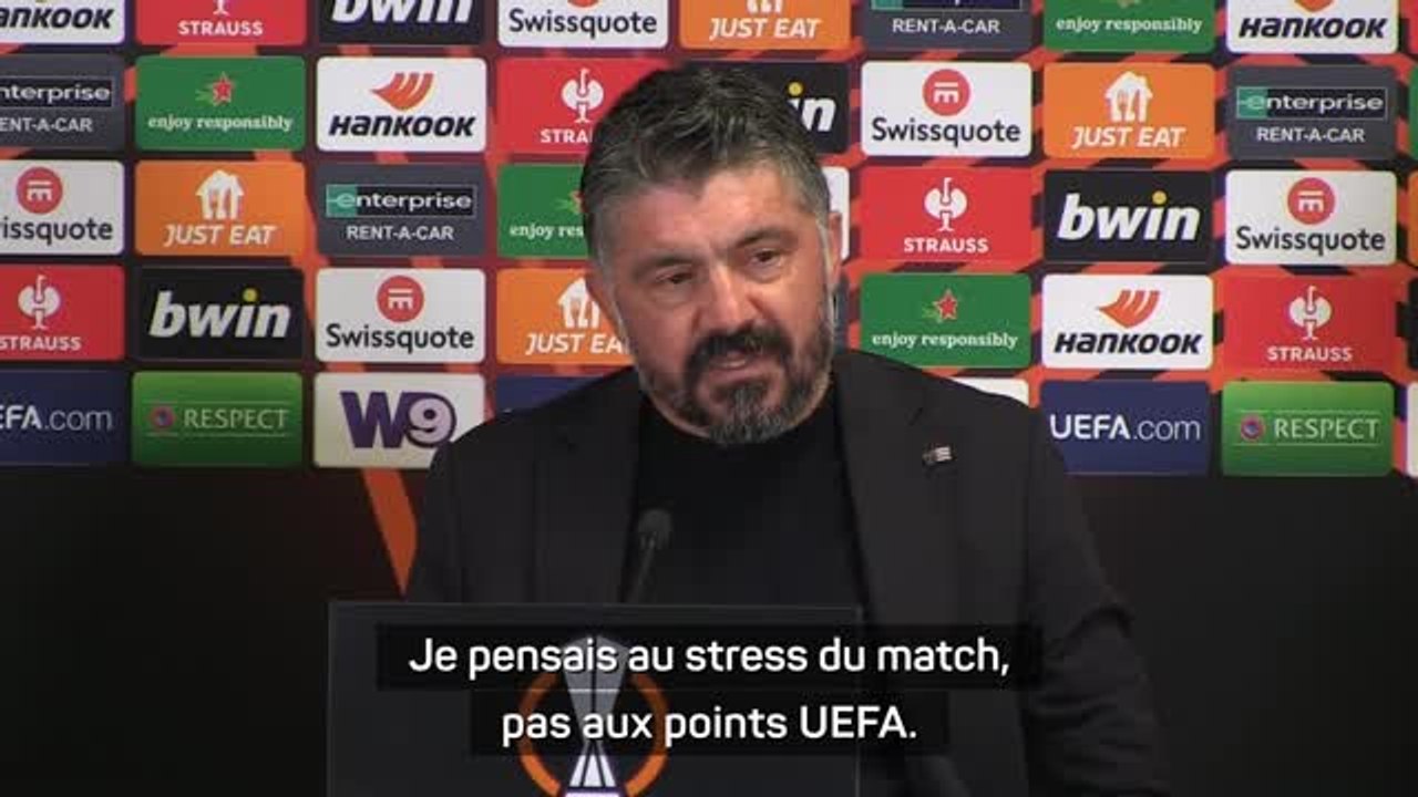 Marseille - Gattuso : "Je pensais au stress du match, pas aux points UEFA”