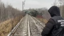 شاهد: خروج قطار شحن روسي عن سكته وموسكو تلقي القبض على المتهم