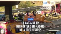 Tres heridos tras caer un helicóptero en la M-40 en Madrid