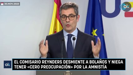 El comisario Reynders desmiente a Bolaños y niega tener «cero preocupación» por la amnistía