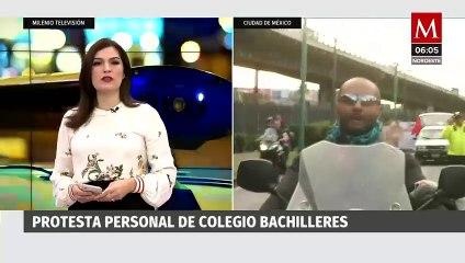 Marcha personal del Colegio de Bachilleres en la alcaldía Venustiano Carranza