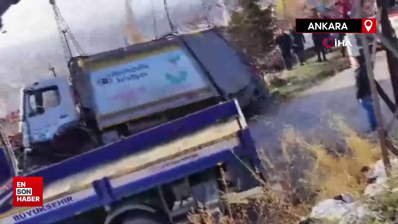 Ankara'da faciadan dönüldü: Çöp kamyonu evin ça...