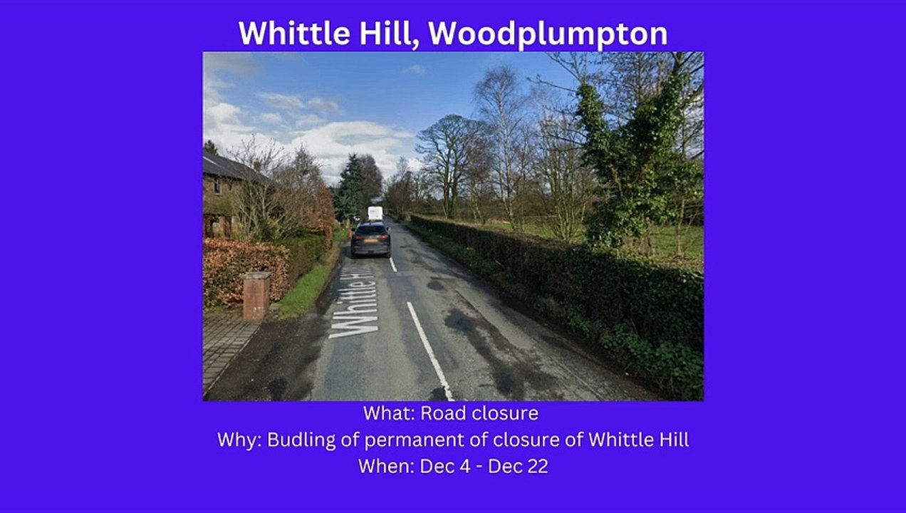Preston roadworks starting Dec 4-Dec 10