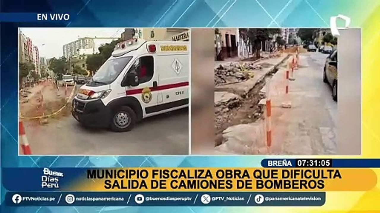 Municipio de Breña fiscaliza obra que dificulta salida de camiones de Bomberos