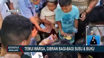 Momen Gibran Blusukan di Jakarta, Bagikan Susu dan Buku untuk Anak-anak
