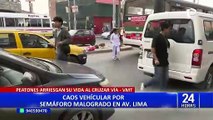 VMT: caos vehicular por semáforo malogrado en avenida Lima