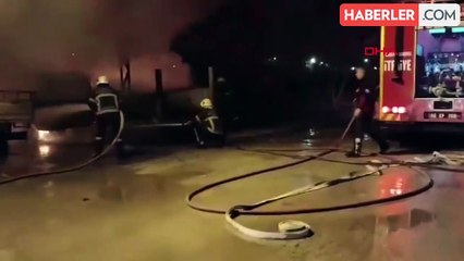 Erbaa'da çıkan yangında 4 araç ve tarım aletleri zarar gördü