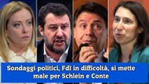 Sondaggi politici, FdI in difficoltà, si mette male per Schlein e Conte