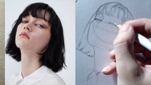 Learn to draw a girl's face using loomis method