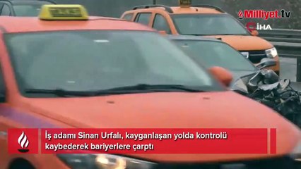 İstanbul'da 10 milyonluk aracıyla kaza yaptı! Yara almadan kurtuldu