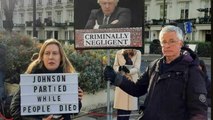 Protestors gather outside Covid Inquiry as Boris Johnson is questioned