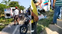 Grave accidente de bus y una motocicleta dejó tres muertos y seis heridos en Gambote, Bolívar
