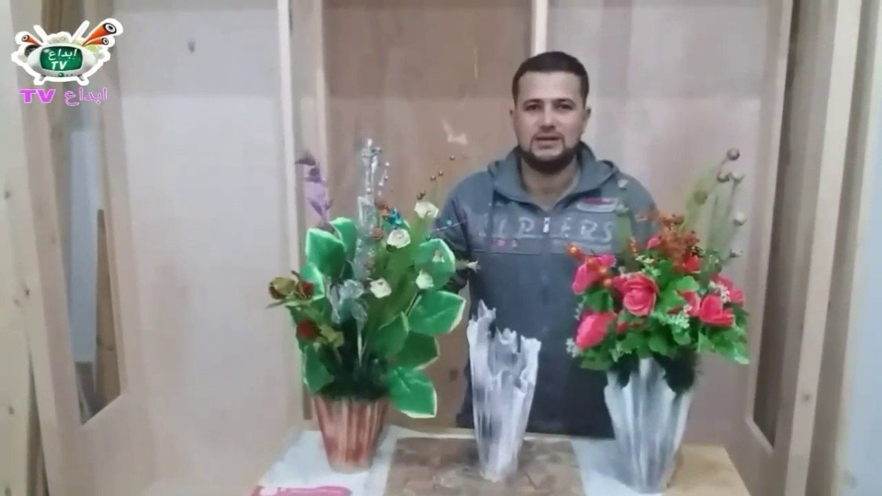 صنع فازة رائعة | وعاء اسمنت بقطعة قماش | أفكار...