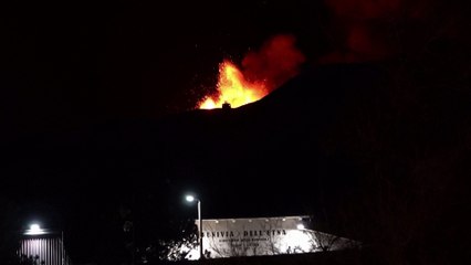 Mount Etna shoots lava into night sky