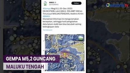 Gempa M5,2 Guncang Maluku Tengah, Tidak Berpotensi Tsunami