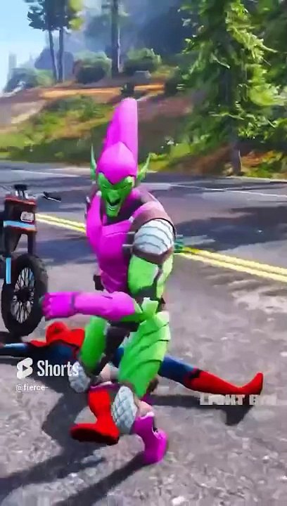 GTA V - SPIDER-MAN AND IRONMAN TOOK REVENGE FROM VENOM GREEN GOBLIN  - #shorts #video games #gta5
