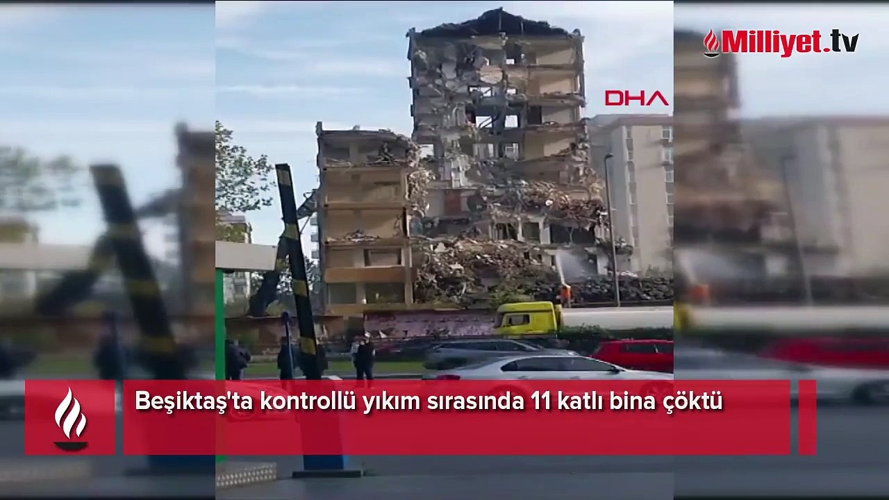 Beşiktaş'ta kontrollü yıkım sırasında 11 katlı bina çöktü
