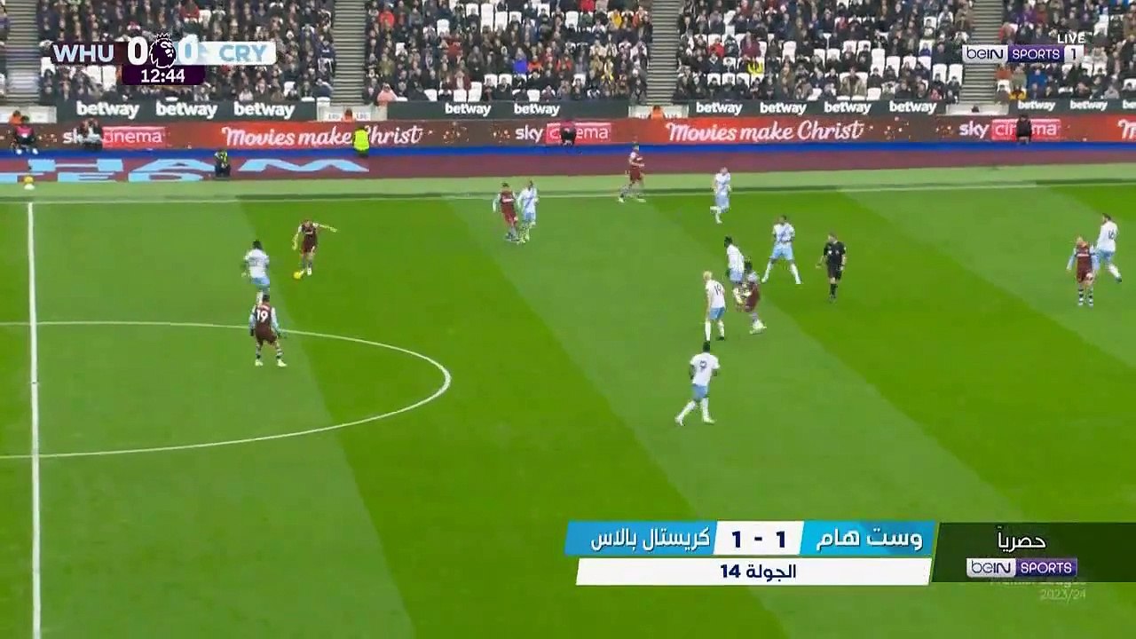 اهداف مباراة وست هام وكريستال بالاس (1-1) الدوري الانجليزي