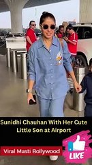 Sunidhi Chauhan With Her Cute Little Son at Airport