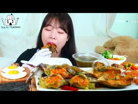 ASMR MUKBANG | Soy sauce marinated foods(Crab, Salmon, Shrimp, Abalone), Rice, doenjang soup, Laver