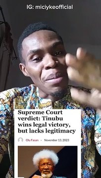 Uncle Professor Wole Soyinka said that baba Tinubu Lacks Legitimacy