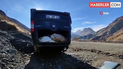 Erzurum-Artvin karayolunda araç takla attı, sürücü yaralandı