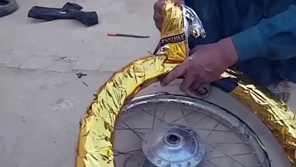 How to change motorcycle Tyre - Real Village Style
