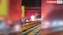 Fatih Sultan Mehmet Köprüsü Çıkışında Otomobil Alev Alev Yandı