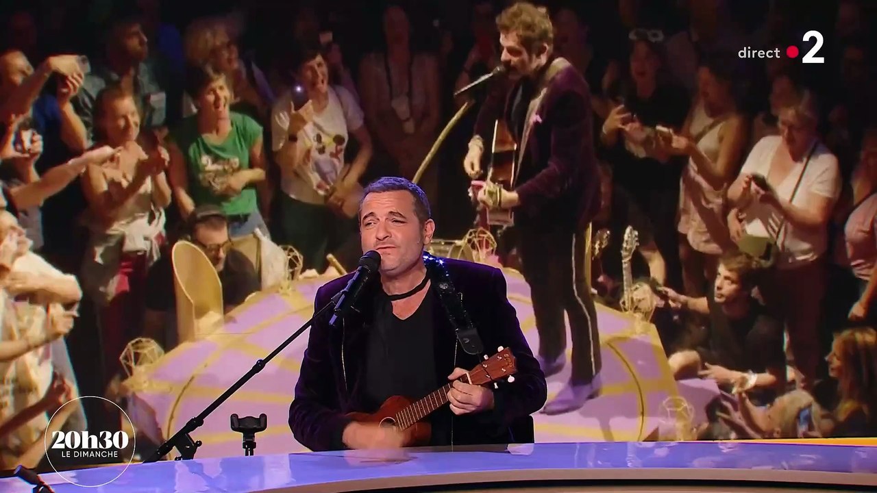 Regardez Laurent Delahousse et Amélie Nothomb chanter avec Matthieu Chedid en direct sur le plateau de "20h30 le dimanche" sur France 2 - VIDEO